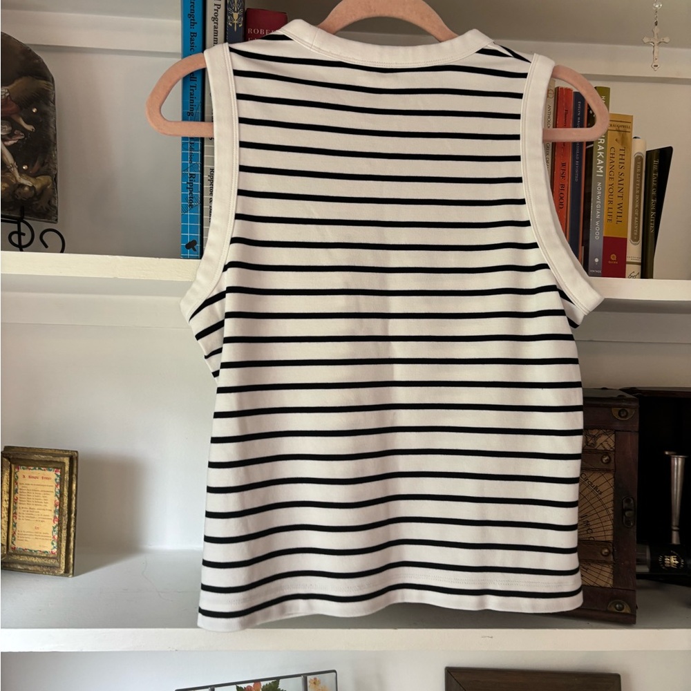 CLUB MONACO Perfect Black And White Stripe Tank SZ Medium - Picture 4 of 8